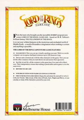 Lord Of The Rings (G) (128K) (1988) (Version Basic 1.1) (PD) box cover back